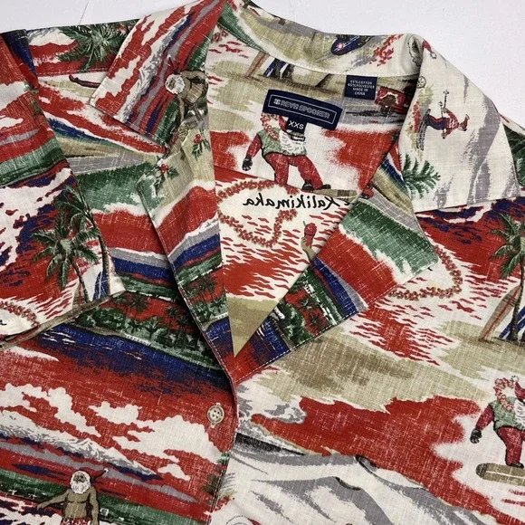 Reyn Spooner Women's XXS Red Mele Kalikimaka Hawaiian Santa Ski Christmas 2019