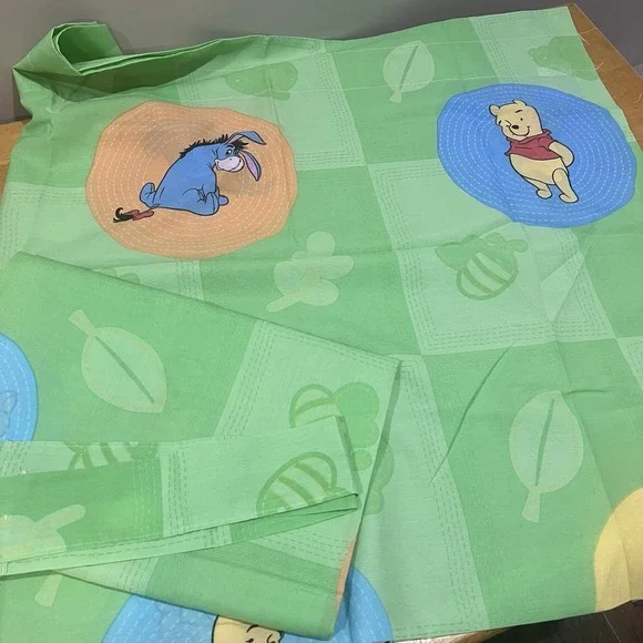 Vtg Disney Winnie Pooh Curtain Panel Green Piglet Tigger 41x66