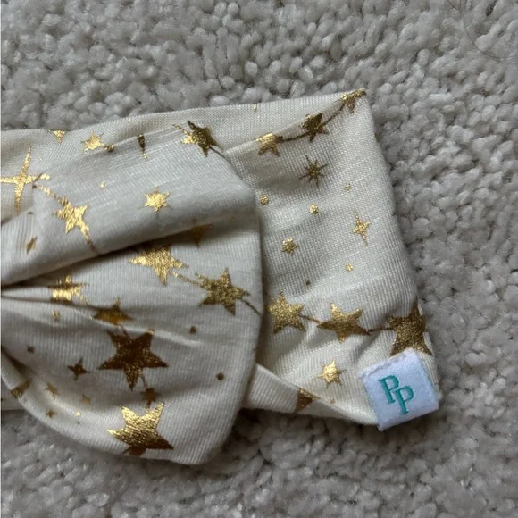 Posh Peanut Gold foil Star Patterned toddler girls Headband Bow
