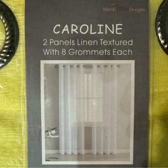Caroline Yellow 2 panels linen textured with 8 grommets each