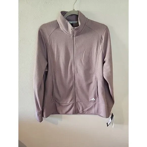 NWT Women’s Adidas Textured Full-Zip Jacket L PURPLE MSRP $60
