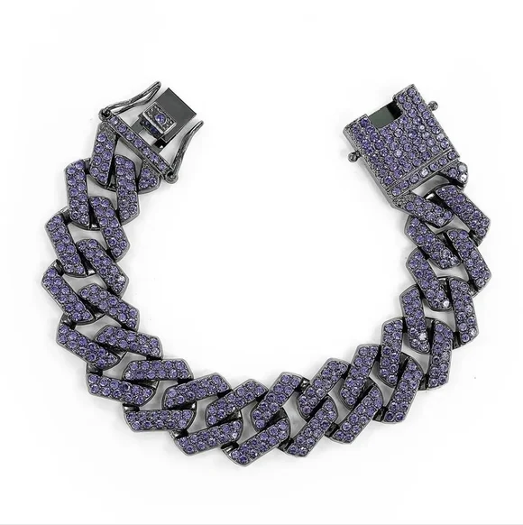 Invicta Elements XL Mens Purple Drip Chain Bling Cuban Link  6.75