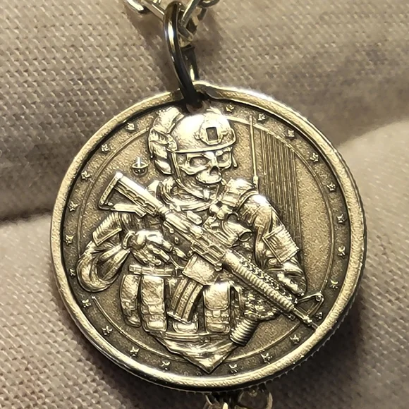 .999 Fine Silver Tactical Skully Pendant - NEW - 3 grams - Reversible