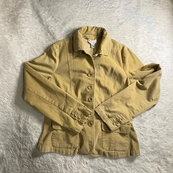 TALBOTS Khaki Button Down Corduroy Pocket Blazer Size 12