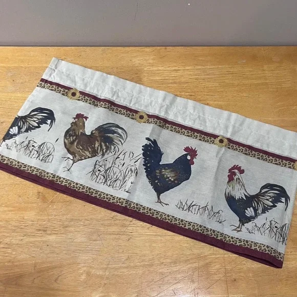 Mainstays Rooster Sunflower Leopard Window Valance‎ French Country Farmhouse