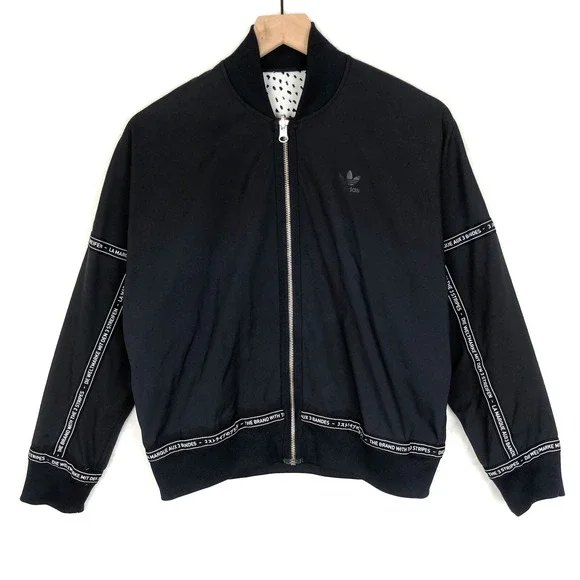 ADIDAS Reversible Full Zip Track Jacket Women's Sz S / M White Navy Blue Casual