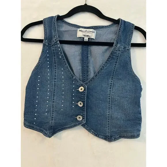 wallflower dreamer fit denim‎ vest xs adjustable