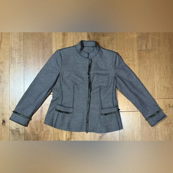 Armani Collezioni Women’s Wool Blazer Fringe Shimmer‎ Polkadot Size 10