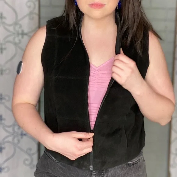 Vintage 90s Arizona Jean Company Black 100% Leather Vest Vintage