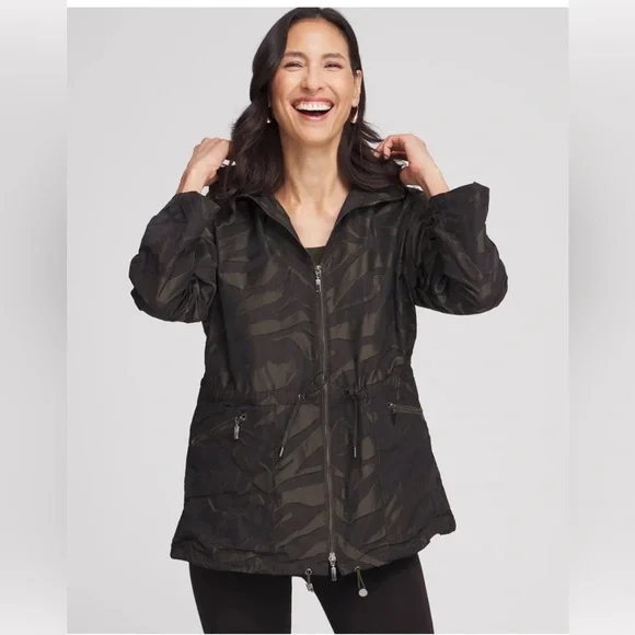 Chico's Black and Gray Utility Jacket