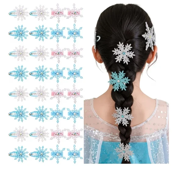 30 Pcs Sparkly Snowflake Hair Clips