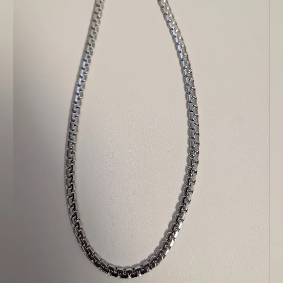 Stainless Steel Silver-Tone Box Link Chain Necklace