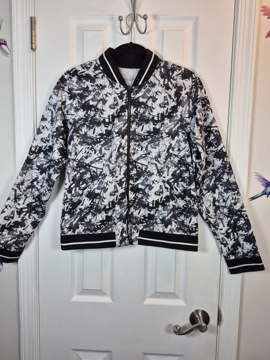 Madden NYC Lightweight Bomber Jacket Full-Zip Graphic Print