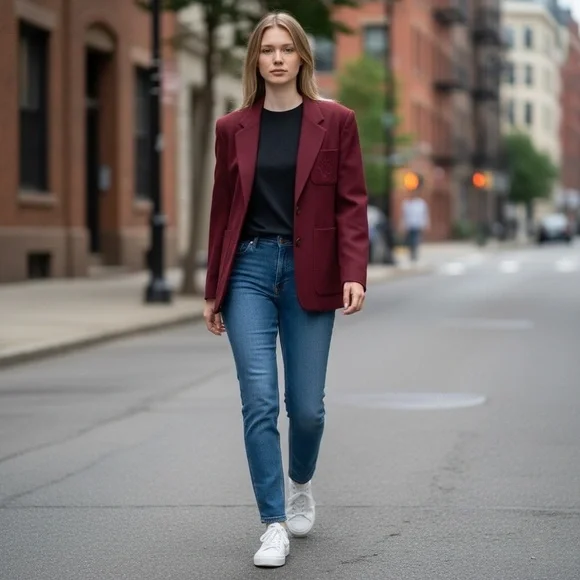 Vintage 100% Pure Wool Charter Club Burgundy Blazer