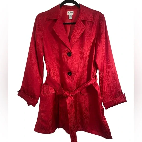 Chicos Stunning Silk Belted Jacket
