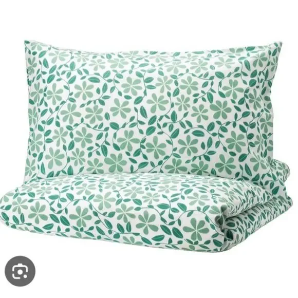 IKEA Juvelblomma Floral Green Bedding Set