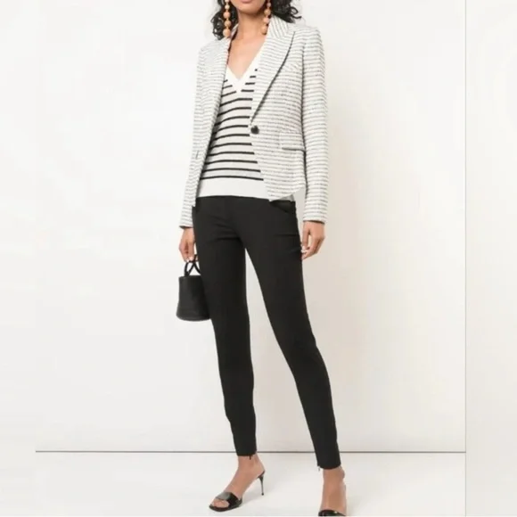 Veronica Beard Hosanna Dickey Stripe Blazer Jacket Black White Color Size 2