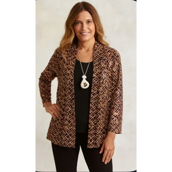 BY Design Multi Color Top/Blouse/Cardigan, With Necklace, L, NWT ✔️