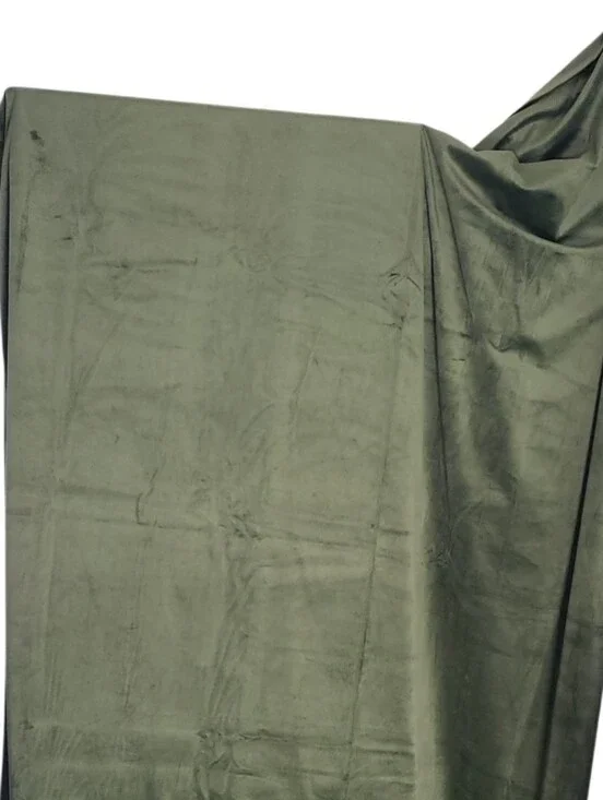 Olive Green Cotton Velvet Full Length Curtain Panels 75