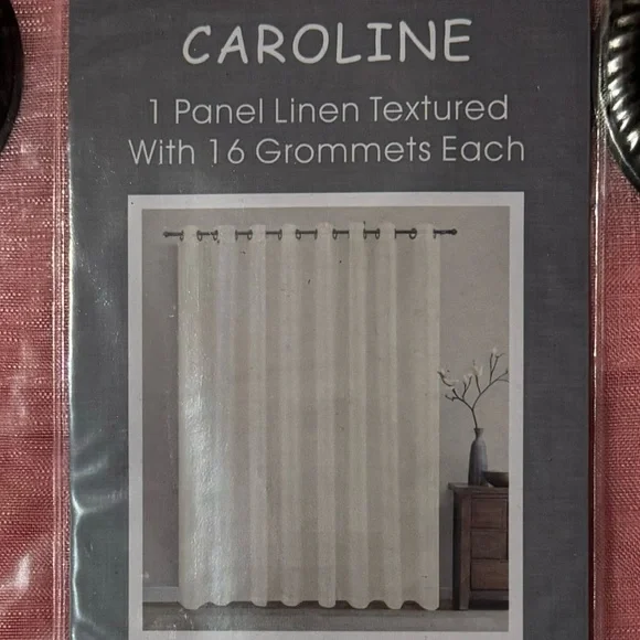Caroline Rose 1 panel linen textured with 16 grommets each