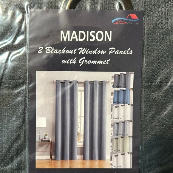 Madison Charcoal 2 Blackout window panels with grommets