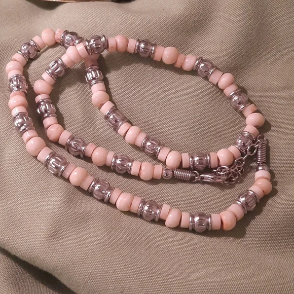 Earthy light Tan , cream shell and metal necklace  women beachy boho bohemian