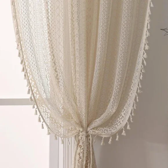Boho Lace Curtains 2 Panels