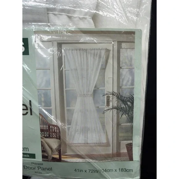 90's Curtains & Tiebacks Theresa Door Panel White 41