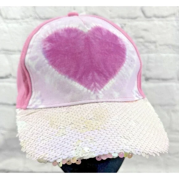 NWT Sequin Heart Baseball Cap Tie Dye Heart Hat p.s. from Aeropostale Adjustable