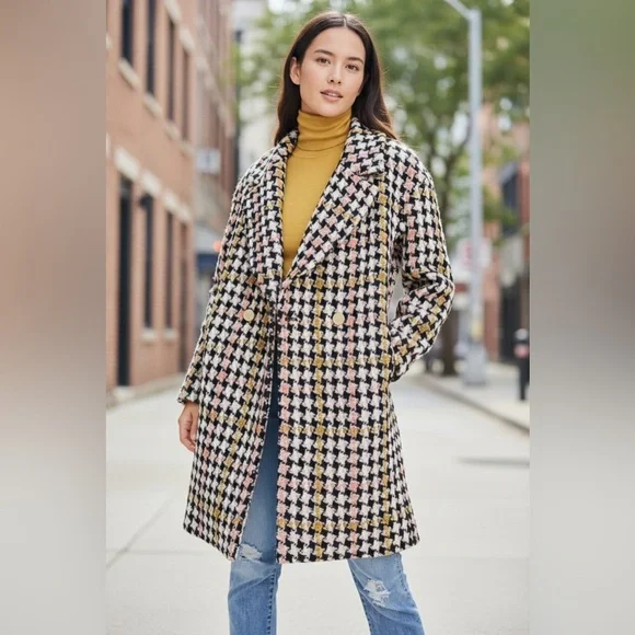 J. Crew collection lurex Women's Houndstooth‎ Coat size xs