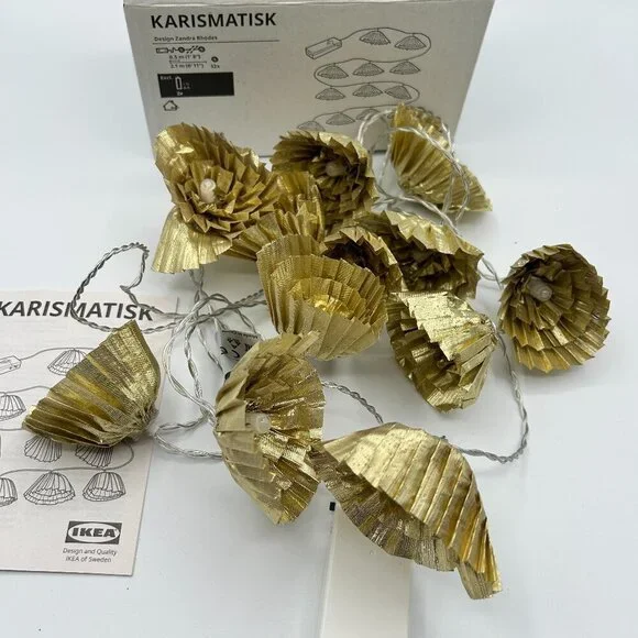 Ikea Karismatisk String Lights Gold Foil Flower Battery Operated