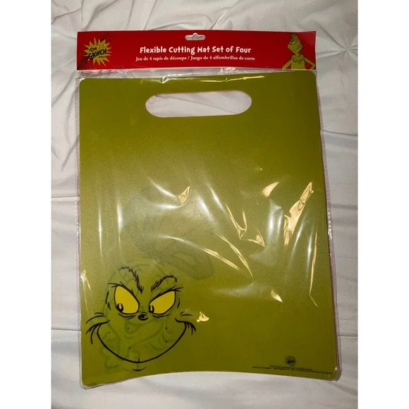The Grinch Flexible Cutting‎ Mat Set of 4 Lime Green Christmas Kitchen Dr Seuss