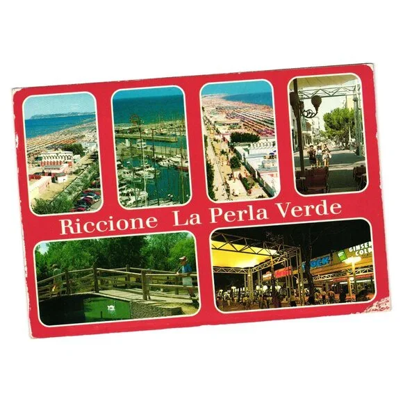 Riccione La Perla Verde Vintage Postcard Riviera Adriatica Italy Stamped Tourism