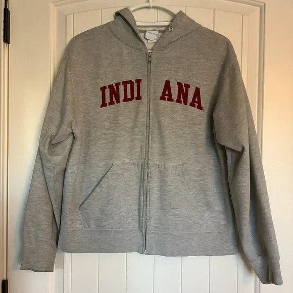 Indiana University Gray  Zip-Up Hoodie‎