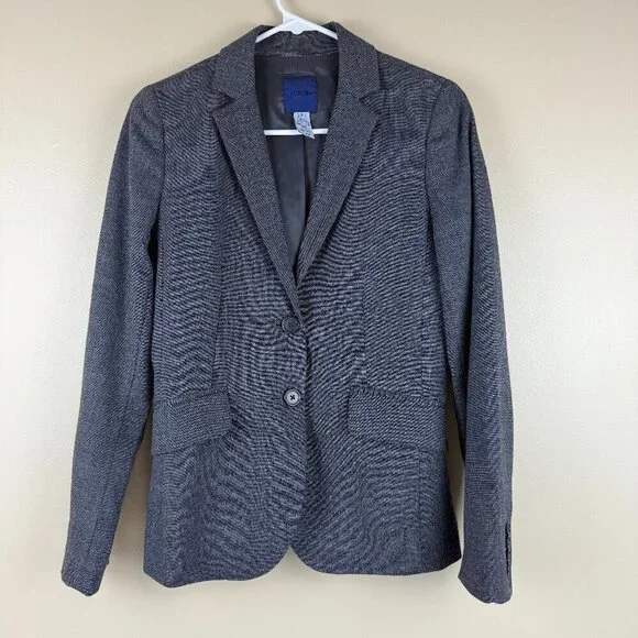J.Crew Wool Herringbone School boy Blazer Gray, 2-Button, Fully Lined