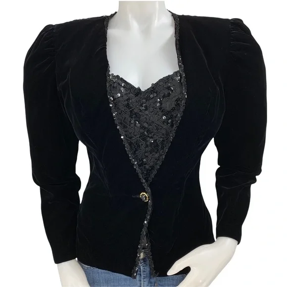 Vintage- Exquisite Rich Black Jacket- Made in the USA Union Made