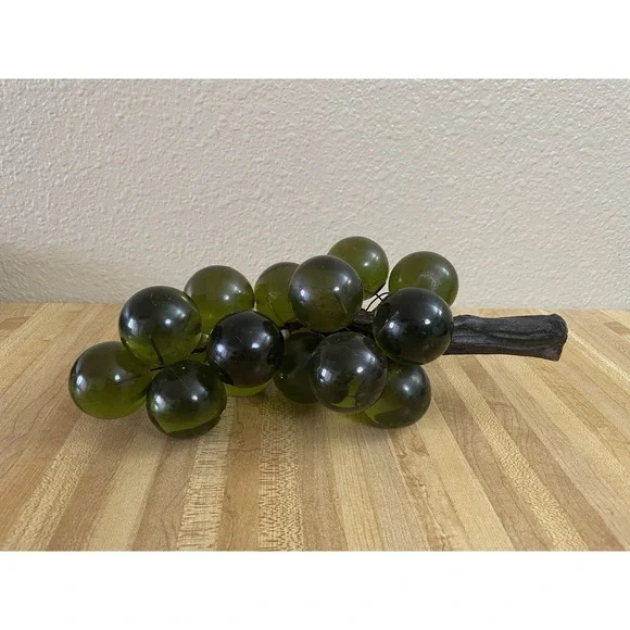 Vintage Lucite Grapes Cluster Green Branch Stem MCM Mid-Century Modern READ B12