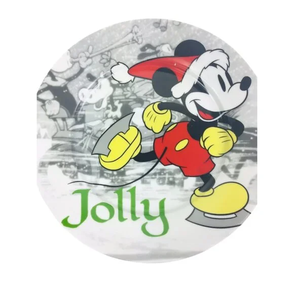 Disney Vintage Jolly Mickey Mouse Vintage Holiday Christmas Plate 8