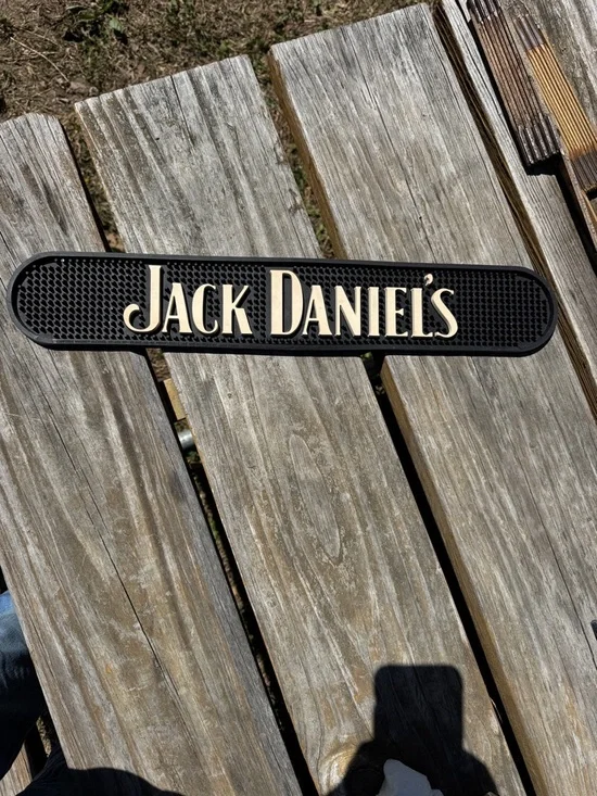 Jack Daniels Black and Cream Rubber Bar Rail Mat