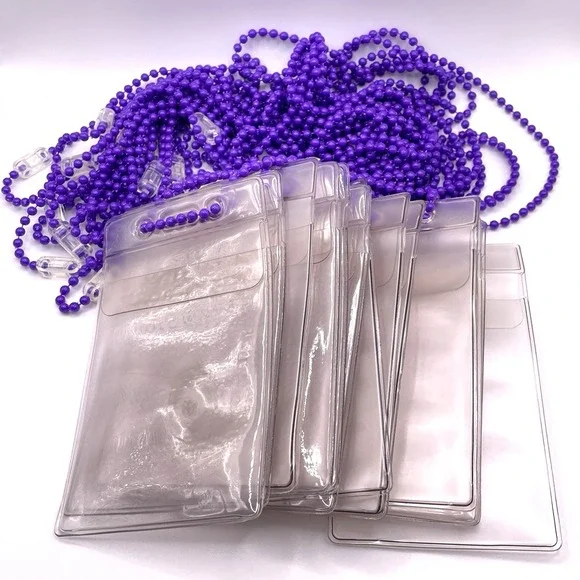 Vertical ID Badge Necklace Holder Vinyl‎ PURPLE Event Work LOT of 13