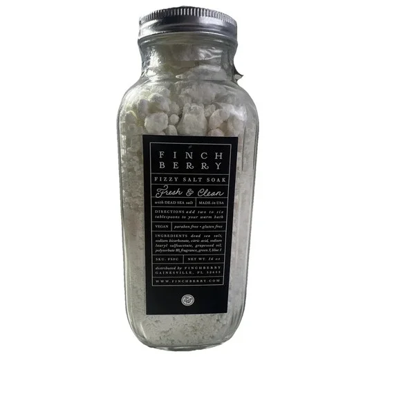 Finch Berry Fizzy Salk Soak Fresh & Clean With Dead‎ Sea Salt Made In USA Vegan