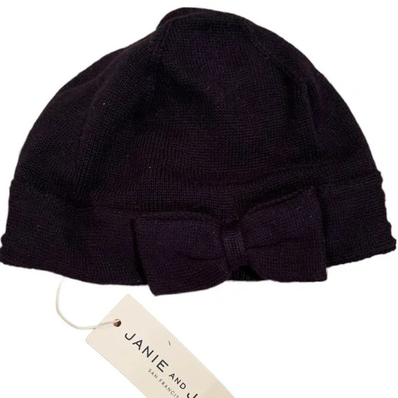 Janie and Jack Bow Front Knit Hat Navy 12-24 months NWT
