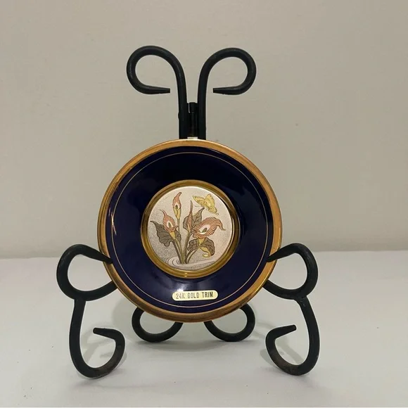 Chokin Art Decorative Plate with Gold Edging