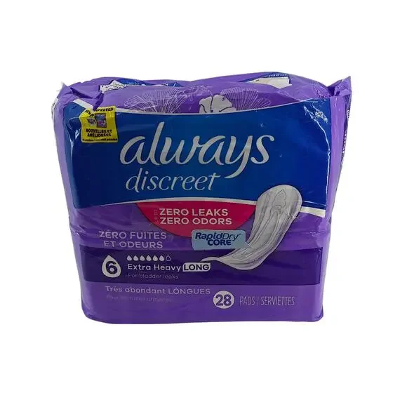 Always Discreet Base Pads 6 Drop (Extra Heavy) Long 28 Ct