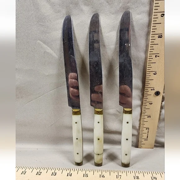 Antique Lot Of 3 Bone Handle Knife Great Shape No Cracks