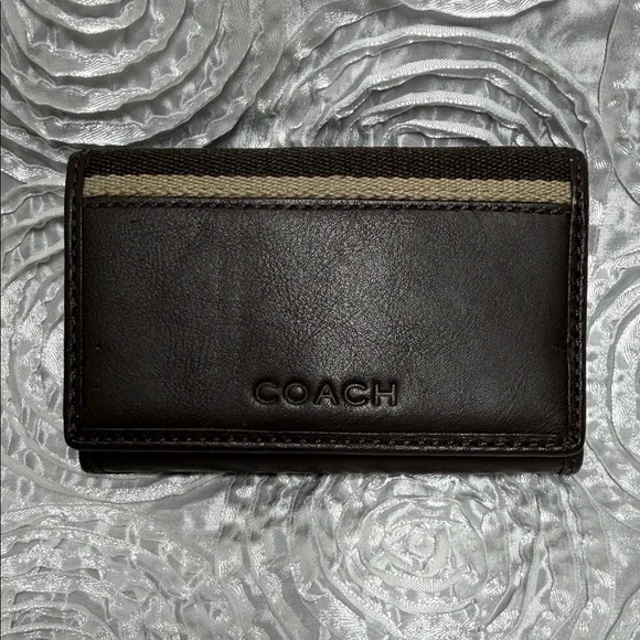 Coach Dark Brown Leather 6 Key Case