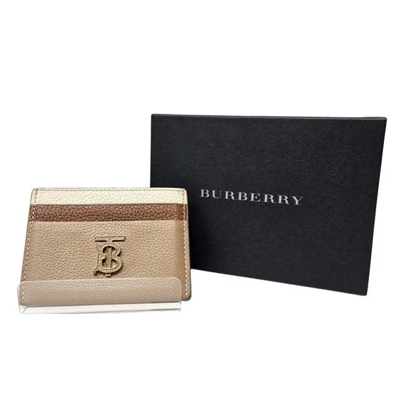 Burberry‎ TB Logo Card Holder 🤎 Tan Beige Colorblock