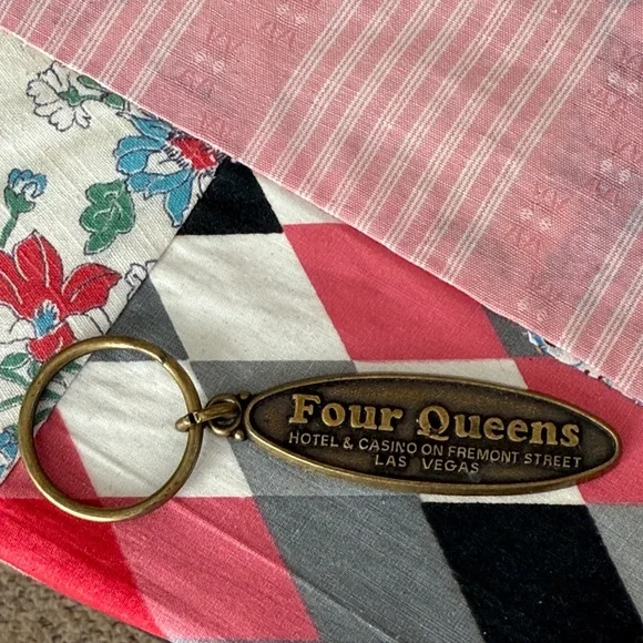 Vintage Four Queens Las Vegas Hotel & Casino Brass Keychain – Fremont Street