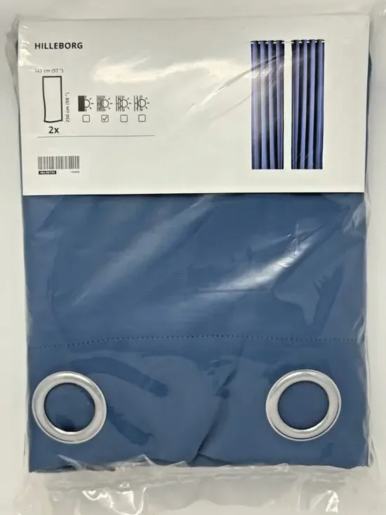 IKEA HILLEBORG Room Darkening Curtains Blue 57