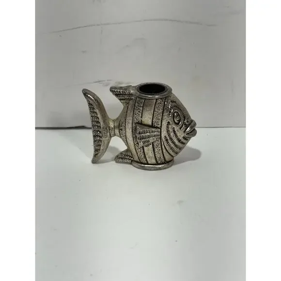 Silver‎ Plated / Pewter? Fish Holder Ocean Theme Mexican Figurine Figure Decor
